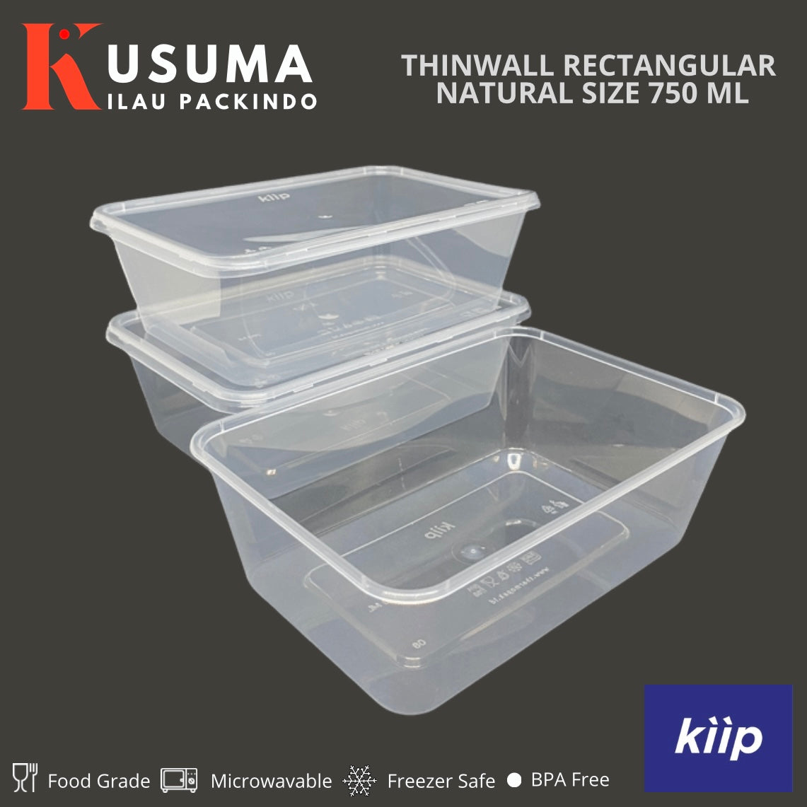 KIIP THINWALL RECTANGLE NATURAL SIZE 750 ML